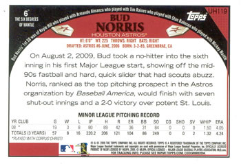2009 Topps Updates & Highlights #UH119 Bud Norris Back