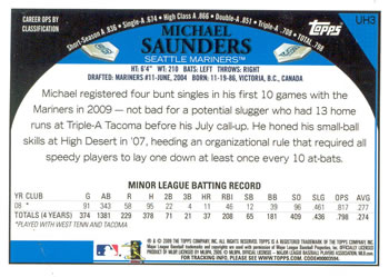 2009 Topps Updates & Highlights #UH3 Michael Saunders Back