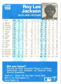 1984 Fleer #158 Roy Lee Jackson Back
