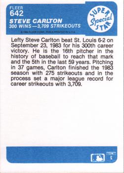 1984 Fleer #642 Steve Carlton Back