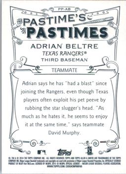 2014 Topps Allen & Ginter - Pastime's Pastimes #PP-AB Adrian Beltre Back