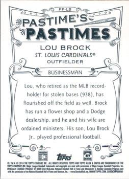 2014 Topps Allen & Ginter - Pastime's Pastimes #PP-LB Lou Brock Back