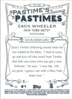 2014 Topps Allen & Ginter - Pastime's Pastimes #PP-ZW Zack Wheeler Back