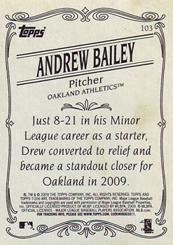 2009 Topps 206 #103 Andrew Bailey Back