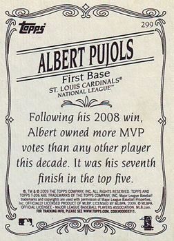 2009 Topps 206 #299 Albert Pujols Back