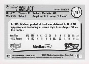 2005 Grandstand Clinton LumberKings #NNO Michael Schlact Back