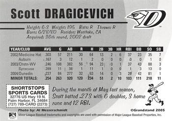 2005 Grandstand Dunedin Blue Jays #NNO Scott Dragicevich Back