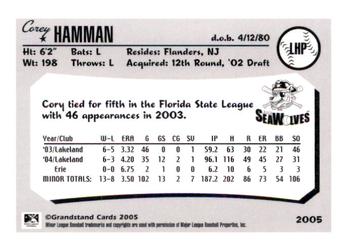 2005 Grandstand Erie SeaWolves #NNO Corey Hamman Back