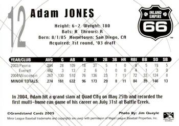 2005 Grandstand Inland Empire 66ers #NNO Adam Jones Back