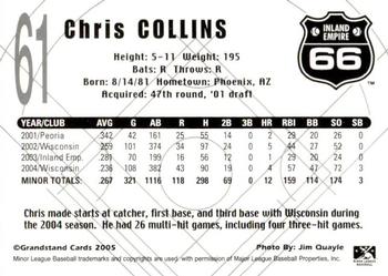 2005 Grandstand Inland Empire 66ers #NNO Chris Collins Back