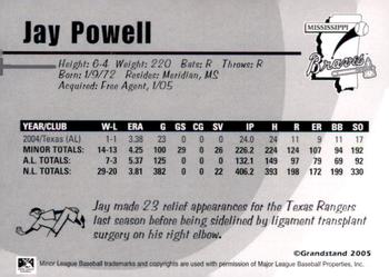 2005 Grandstand Mississippi Braves #NNO Jay Powell Back