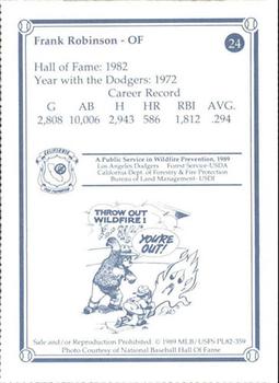 1989 Los Angeles Dodgers Greats Smokey #24 Frank Robinson Back