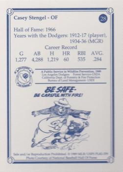 1989 Los Angeles Dodgers Greats Smokey #28 Casey Stengel Back