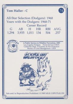 1989 Los Angeles Dodgers Greats Smokey #74 Tom Haller Back