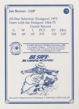 1989 Los Angeles Dodgers Greats Smokey #79 Jim Brewer Back