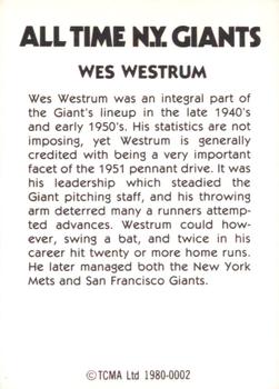 1980 TCMA All Time New York Giants (Black Backs) #0002 Wes Westrum Back