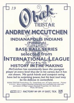 2009 TriStar Obak #19 Andrew McCutchen Back