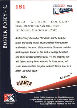 2009 TriStar PROjections #181 Buster Posey Back