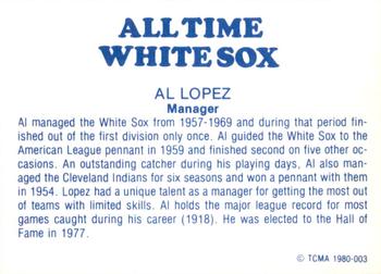 1980 TCMA All Time Chicago White Sox #003 Al Lopez Back