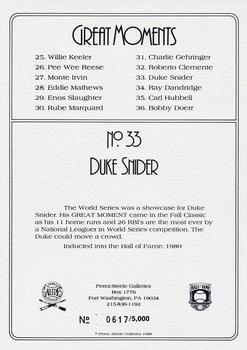 1988 Perez-Steele Great Moments Series 3 #33 Duke Snider Back