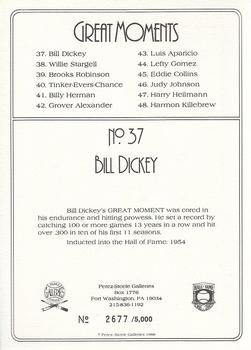 1988 Perez-Steele Great Moments Series 4 #37 Bill Dickey Back