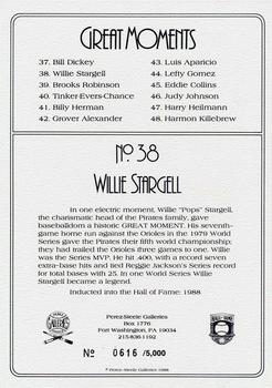 1988 Perez-Steele Great Moments Series 4 #38 Willie Stargell Back