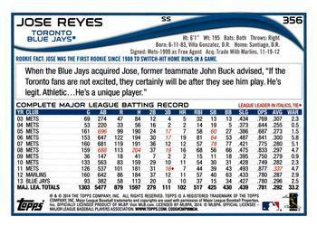 2014 Topps - Orange #356 Jose Reyes Back