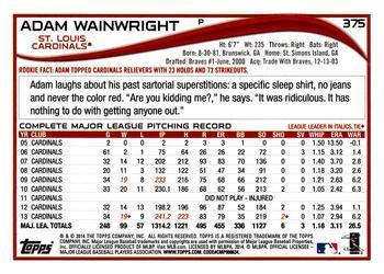 2014 Topps - Orange #375 Adam Wainwright Back