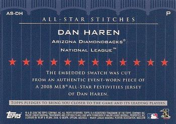 2008 Topps Updates & Highlights - All-Star Stitches #AS-DH Dan Haren Back
