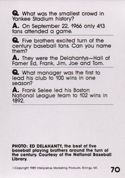1990 Interpretive Marketing Baseball Wit #70 Ed Delahanty Back