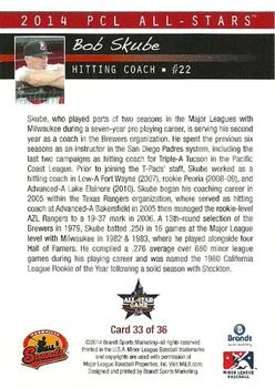2014 Brandt Pacific Coast League All-Stars #33 Bob Skube Back