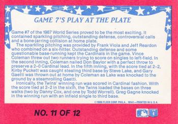 1988 Fleer - World Series Glossy #11 Game 7's Play at the Plate Back