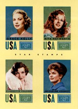 2014 Panini Golden Age - Star Stamps #18 Claudette Colbert / Grace Kelly / Jacqueline Kennedy / Rita Hayworth Front