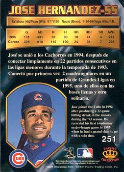 1997 Pacific Crown Collection #251 Jose Hernandez Back