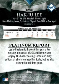 2014 Bowman Platinum - Prospects #BPP93 Hak-Ju Lee Back