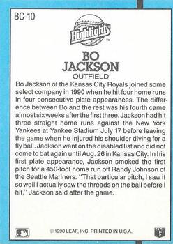 1991 Donruss - Bonus Cards #BC-10 Bo Jackson Back