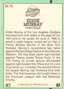 1991 Donruss - Bonus Cards #BC-18 Eddie Murray Back