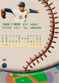 1995 CPBL A-Plus Series #082 Wu-Shiung Huang Back
