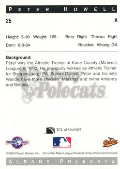 1993 Classic Best Albany Polecats #25 Peter Howell Back