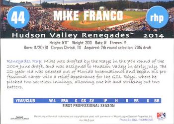 2014 Grandstand Hudson Valley Renegades #11 Mike Franco Back