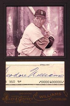 2014 Topps Allen & Ginter - Box Topper Cut Signatures #OBLCS-TW Ted Williams Front