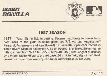 1990 Star Bobby Bonilla #7 Bobby Bonilla Back