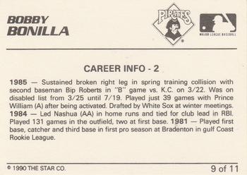 1990 Star Bobby Bonilla #9 Bobby Bonilla Back