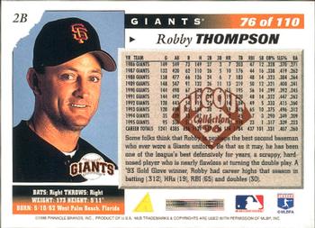 1996 Score - Dugout Collection (Series Two) #76 Robby Thompson Back