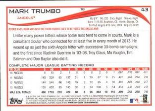 2014 Topps Mini #43 Mark Trumbo Back
