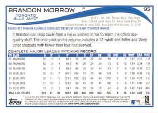 2014 Topps Mini #95 Brandon Morrow Back