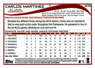 2014 Topps Mini #474 Carlos Martinez Back