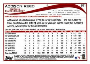 2014 Topps Mini #551 Addison Reed Back