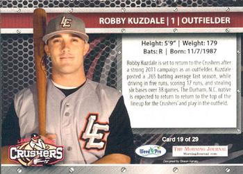 2012 Weed Pro Morning Journal Lake Erie Crushers #19 Robby Kuzdale Back