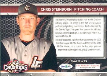 2012 Weed Pro Morning Journal Lake Erie Crushers #28 Chris Steinborn Back